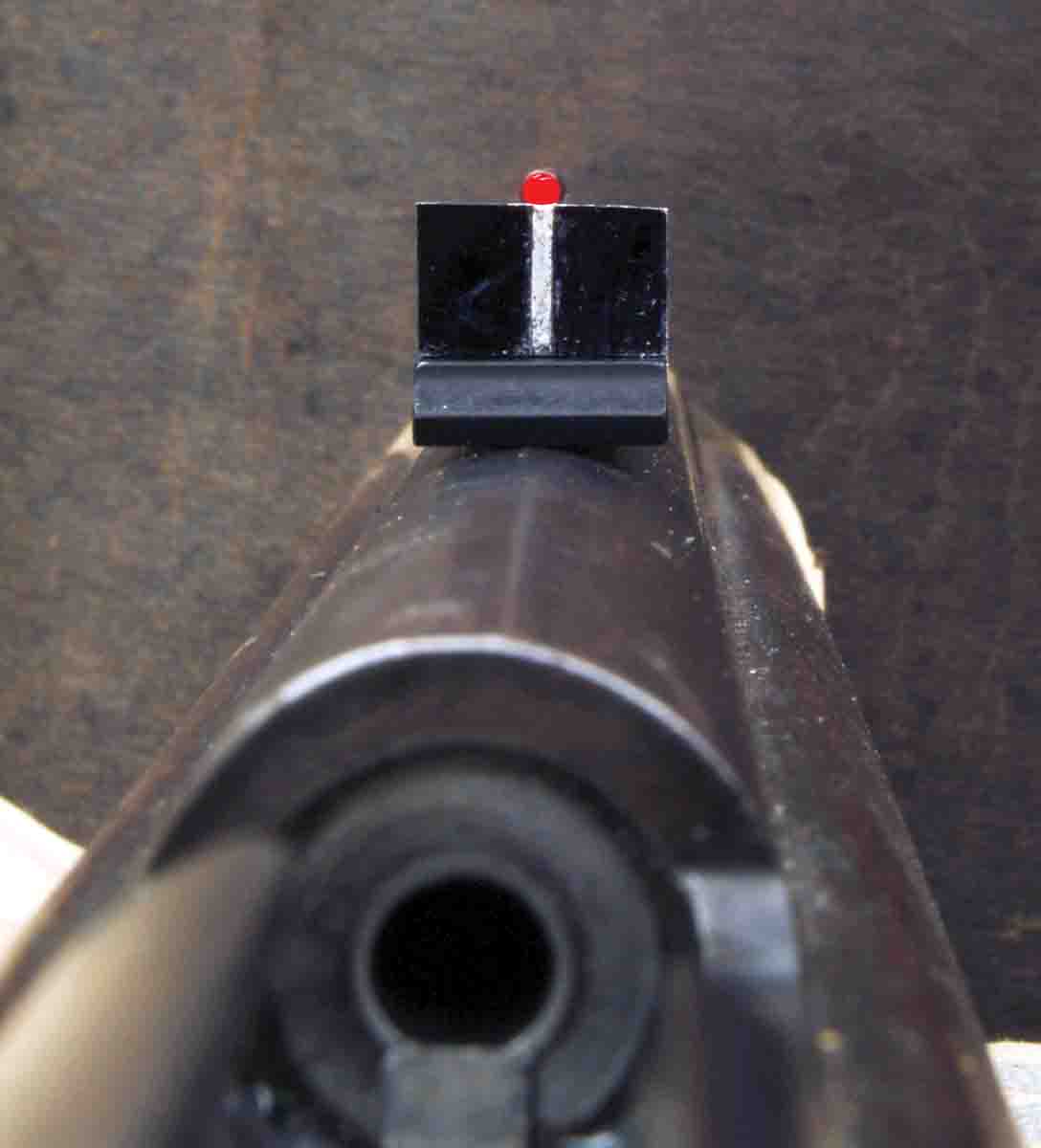 Sight picture on black background of the Fire Sight and WGS rear.